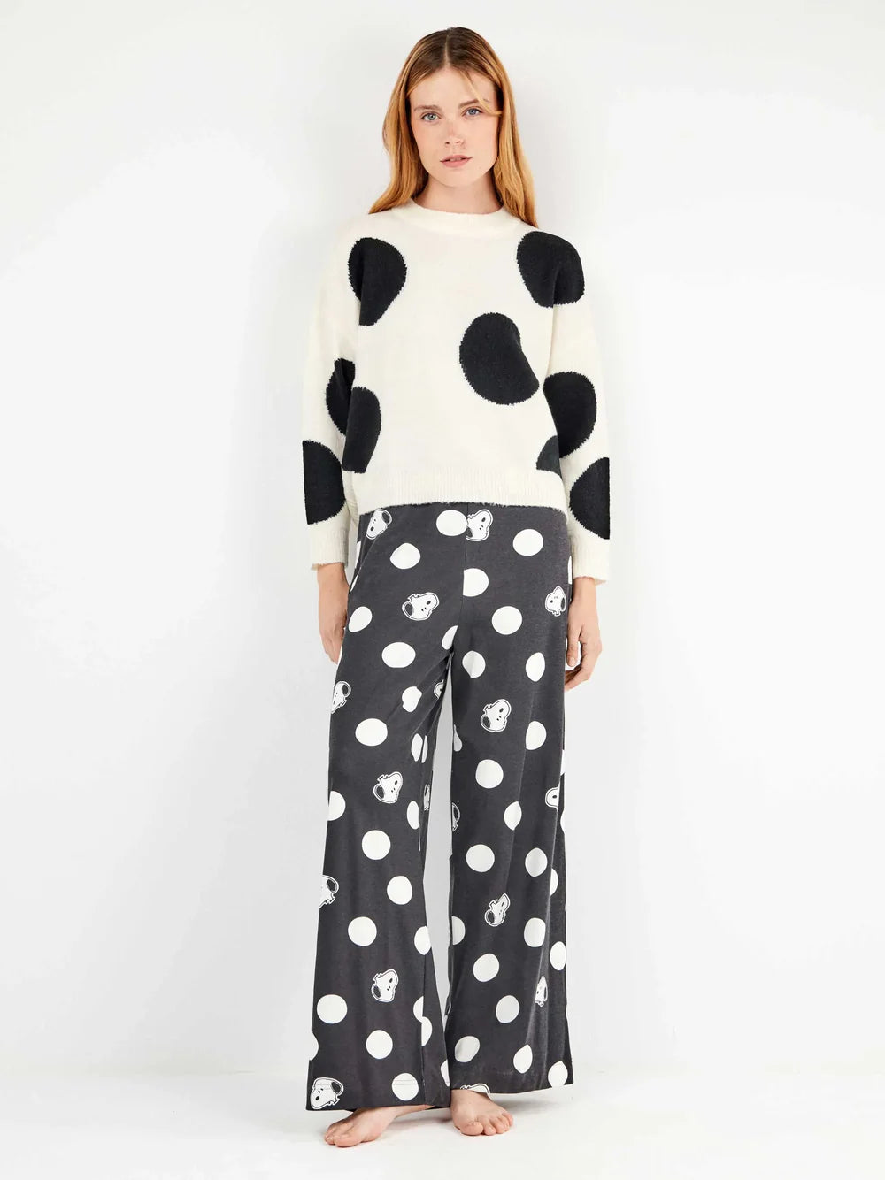 Jersey tricot maxitopos en blanco y negro