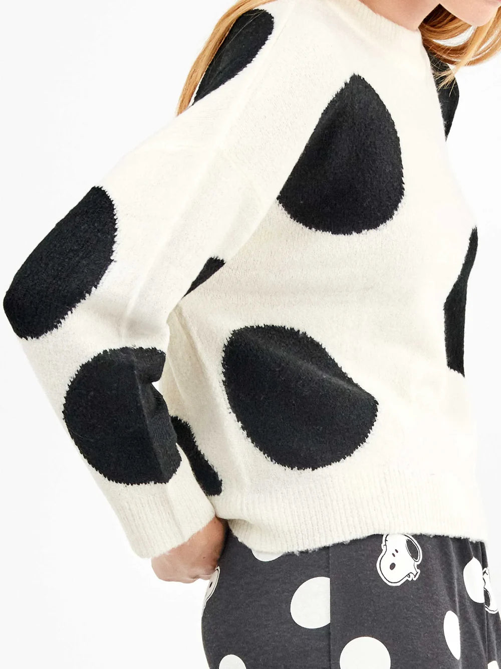 Jersey tricot maxitopos en blanco y negro